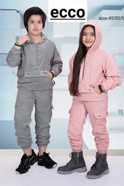 هودی شلوار مخمل کبریتی زیپ دار - عمده فروشی لباس بچه‌گانه اکوبازار