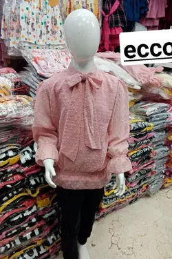 شومیز طرح اشکی یقه پاپیونی - عمده فروشی لباس بچه‌گانه اکوبازار