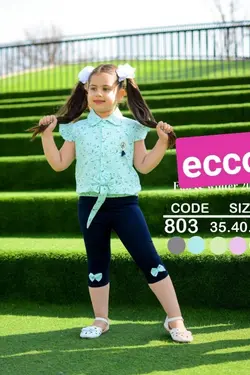 شومیز شلوارک دخترانه پاپیون دار - عمده فروشی لباس بچه‌گانه اکوبازار