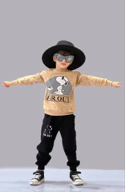 خرید عمده دورس لاکرا و شلوار طرح اسنوپی بچه گانه