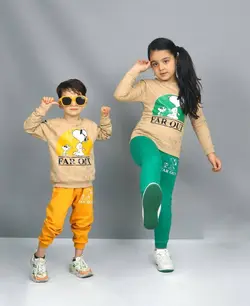 خرید عمده دورس لاکرا و شلوار طرح اسنوپی بچه گانه