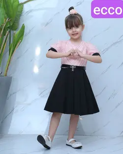 پخش عمده سارافون آستین پفی دخترانه با دامن شاین