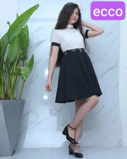 پخش عمده سارافون آستین پفی دخترانه با دامن شاین