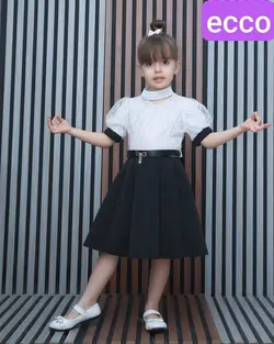 پخش عمده سارافون آستین پفی دخترانه با دامن شاین