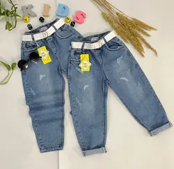 خرید عمده شلوار لی بچه گانه اسپرت مدل دور کش با پارچه بدون کش بهار