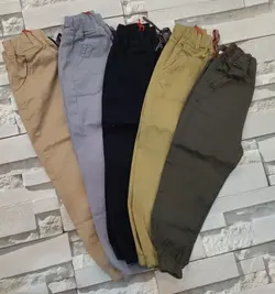 خرید عمده شلوار کتان اسپرت بچه گانه مدل کمر کش دمپا کش