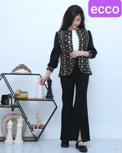 تولیدی کت و شلوار پارچه سنتی دخترانه سوپر مازراتی با شلوار جلو چاکدار