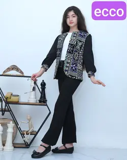 تولیدی کت و شلوار پارچه سنتی دخترانه سوپر مازراتی با شلوار جلو چاکدار