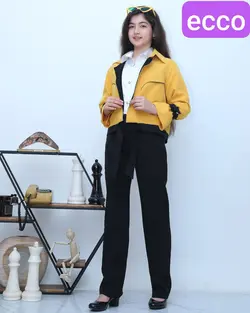 فروش عمده کت و شلوار دخترانه آستین مچ دار با پارچه سوپر مازراتی