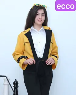 فروش عمده کت و شلوار دخترانه آستین مچ دار با پارچه سوپر مازراتی