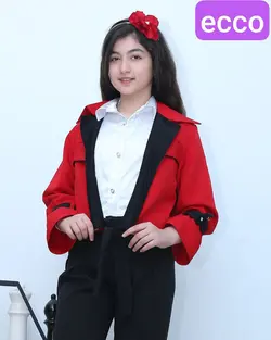 فروش عمده کت و شلوار دخترانه آستین مچ دار با پارچه سوپر مازراتی