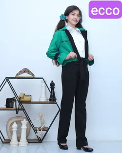 فروش عمده کت و شلوار دخترانه آستین مچ دار با پارچه سوپر مازراتی