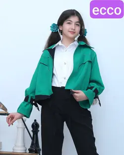 فروش عمده کت و شلوار دخترانه آستین مچ دار با پارچه سوپر مازراتی