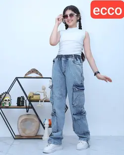 فروش عمده شلوار لی دور کش اسپرت بچه گانه مدل کارگو