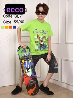 تولیدی تیشرت شلوارک اسپرت بچه گانه مدل فسفری cool rabbit