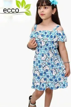 سارافون نخی عروسکی دخترانه طرح کیتی در سه رنگ - عمده فروشی لباس بچه‌گانه اکوبازار