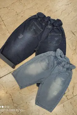 شلوارک لی دورکش دار کمر هویجی - عمده فروشی لباس بچه‌گانه اکوبازار