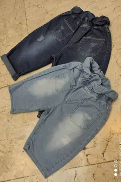 شلوارک لی دورکش دار کمر هویجی - عمده فروشی لباس بچه‌گانه اکوبازار