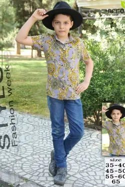 شومیز نخی هاوایی پسرانه مدل 5 - عمده فروشی لباس بچه‌گانه اکوبازار