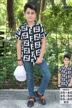 شومیز نخی هاوایی پسرانه مدل 8 - عمده فروشی لباس بچه‌گانه اکوبازار