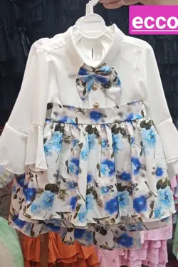 شومیز حریر دامن بوگاتی دخترانه - عمده فروشی لباس بچه‌گانه اکوبازار