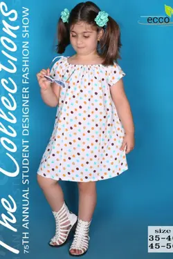 پیراهن نخی ساحلی دخترانه خال دار - عمده فروشی لباس بچه‌گانه اکوبازار