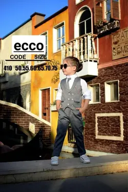 جلیقه شلوار سایز کوچک فاستونی طوسی - عمده فروشی لباس بچه‌گانه اکوبازار