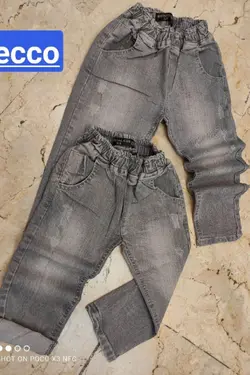 شلوار لی دورکش ساده پارچه پر طوسی - عمده فروشی لباس بچه‌گانه اکوبازار