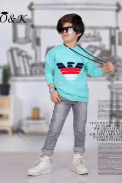 شلوار لی پر دورکش ساده طرح اسپرت طوسی رنگ - عمده فروشی لباس بچه‌گانه اکوبازار