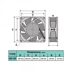 فن 220ولت 12X12 دی تک 0/14 آمپر بوشی