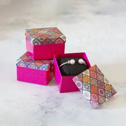 جعبه جواهرات 6 عددی بسته بندی شده مدل پایه بلند کاشی
