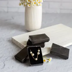 جعبه جواهرات 24 عددی بسته بندی مدل نیم ست کوچک سنگی مشکی