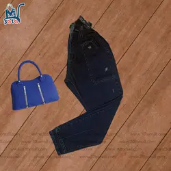 شلوار جین زنانه مام فیت سرمه ای مدل je013