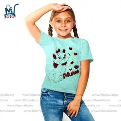 تیشرت شلوارک دخترانه چاپدار طرح TP007 سبز