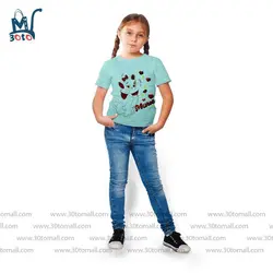 تیشرت شلوارک دخترانه چاپدار طرح TP007 سبز