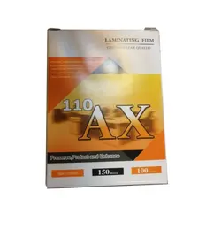 طلق لمینت 150 میکرون کارتی (80x110 میلیمتر) مدل AX110 بسته 100تایی