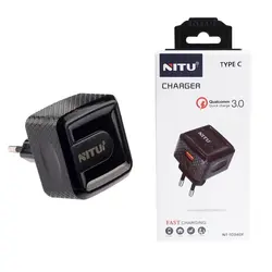 شارژر دیواری فست شارژ QC3.0 نیتو NITU NT-TC40F با کابل  Type-C