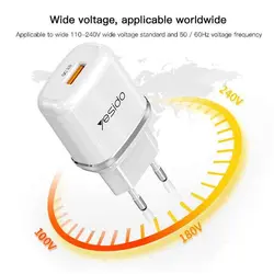 شارژر دیواری فست شارژ یسیدو YESIDO YC25 توان 18وات 2.4 آمپر
