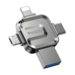 مبدل OTG +‌ فلش مموری 4 سر یسیدو 128 گیگابایت YESIDO FL15 128GB Flash Drive