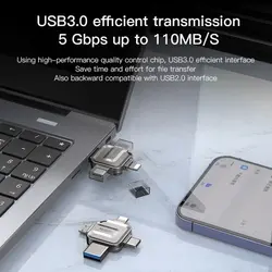 مبدل OTG +‌ فلش مموری 4 سر یسیدو 128 گیگابایت YESIDO FL15 128GB Flash Drive
