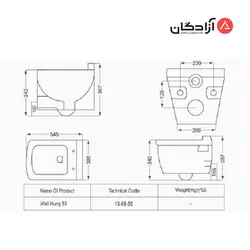 توالت فرنگی وال هنگ مروارید مدل سیلویا