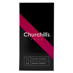 کاندوم کلاسیک روان کننده چرچیلز حاوی اسانس وانیل بسته 12 عددی