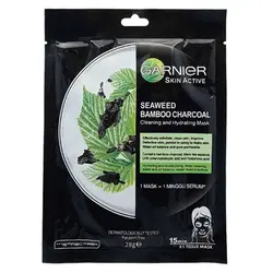ماسک ورقه ای گارنیر حاوی زغال و جلبک دریایی وزن 28 گرم