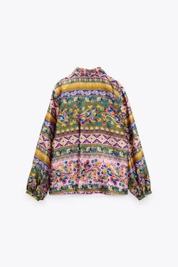 خرید بلوز ساتن طرح دار زنانه زارا کد 227277 | بانی استایل