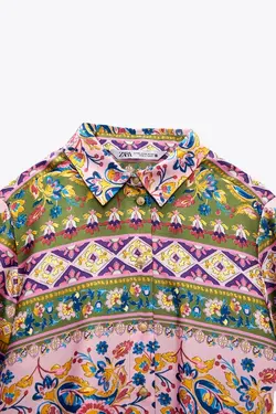 خرید بلوز ساتن طرح دار زنانه زارا کد 227277 | بانی استایل