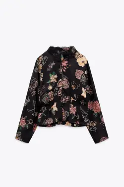 خرید بلوز ساتن گل دار زنانه زارا کد 225708 | بانی استایل