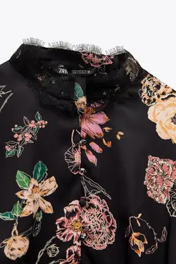 خرید بلوز ساتن گل دار زنانه زارا کد 225708 | بانی استایل
