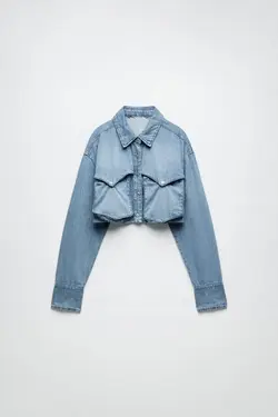 خرید شومیز جین کوتاه زنانه زارا کد 227282 | بانی استایل