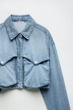 خرید شومیز جین کوتاه زنانه زارا کد 227282 | بانی استایل