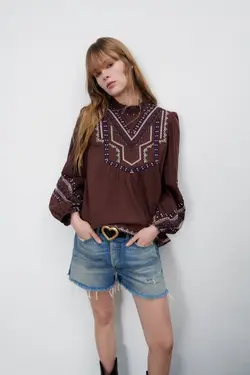 خرید بلوز طرح دار زنانه زارا کد 226233 | بانی استایل